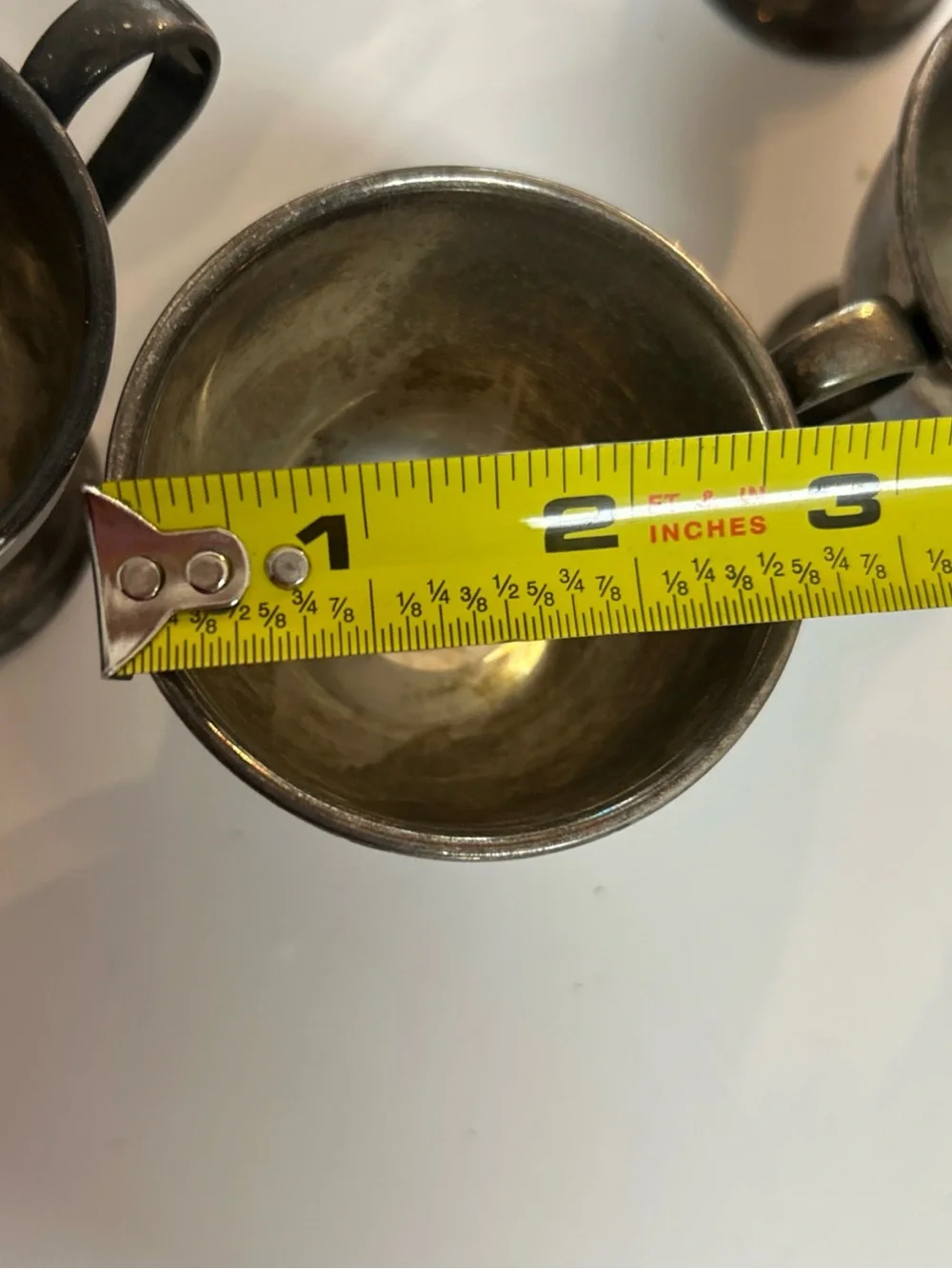 Vintage Nickel Silver EP Footed Japan Tea Cups Set of 7 Antique Serving-ware